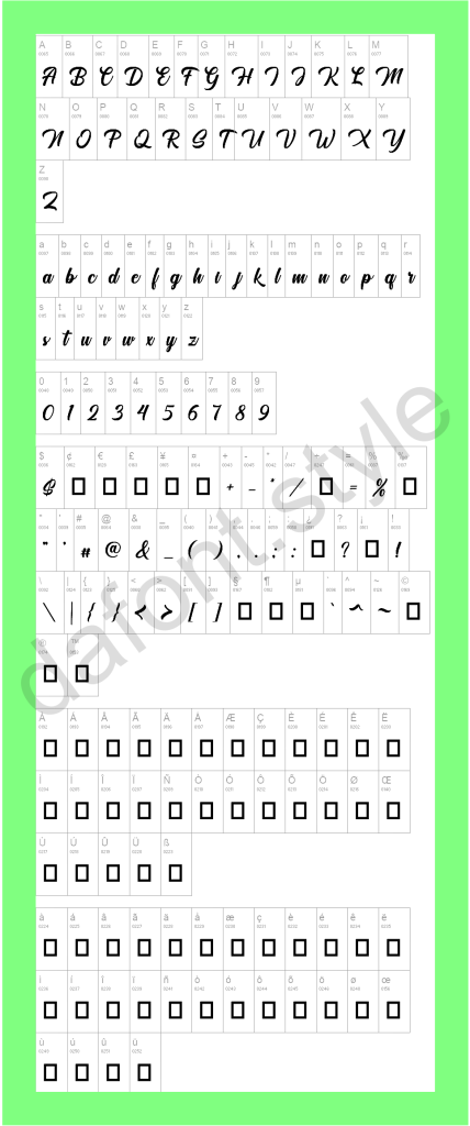 Lolyta Script Font letter style preview