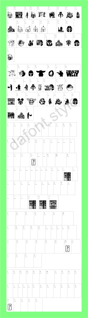 The Mandalorian Font letter style preview