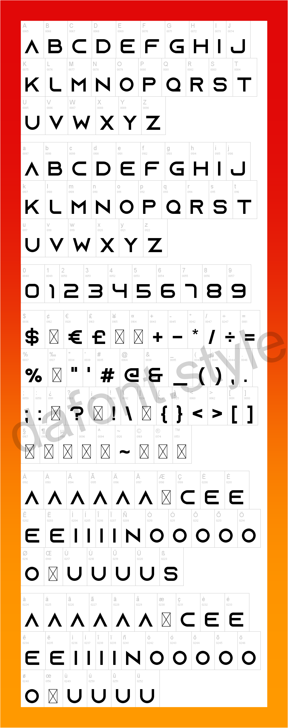 Azonix Font letter style preview