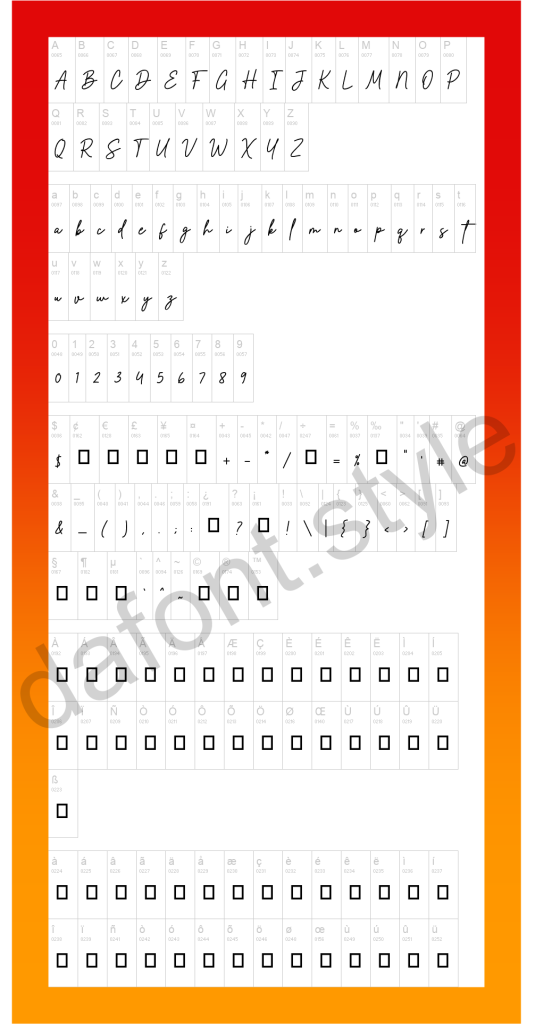 Billie Signature Font letter style preview
