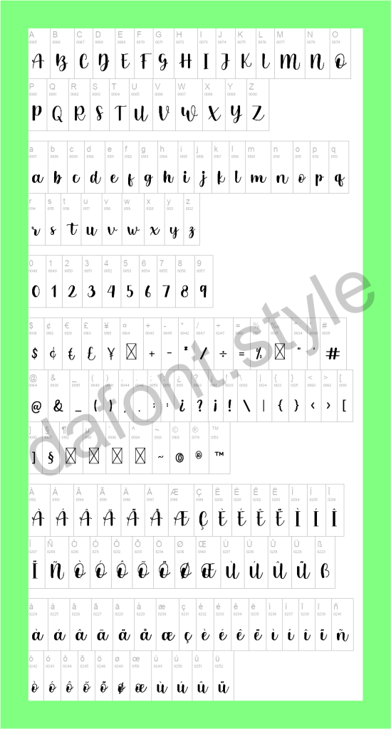 Mitta Sweety Font letter style preview