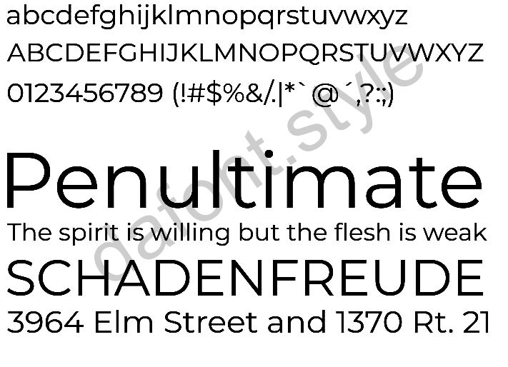 Montserrat Font letter style preview