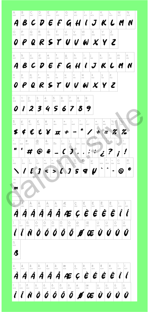 Ramen Ichikaru Font letter style preview