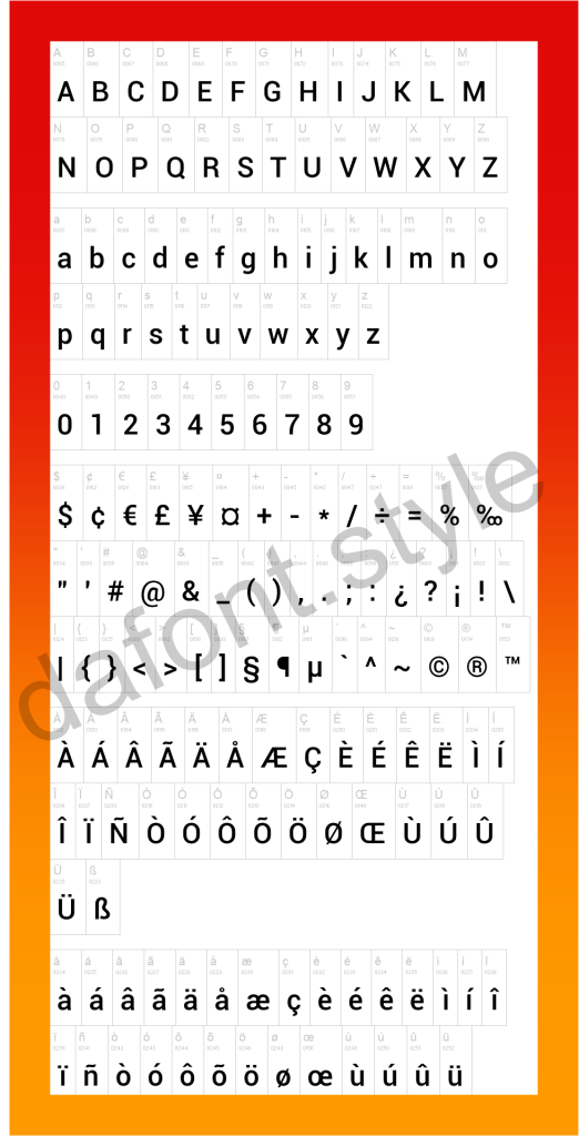 Roboto Font letter style preview