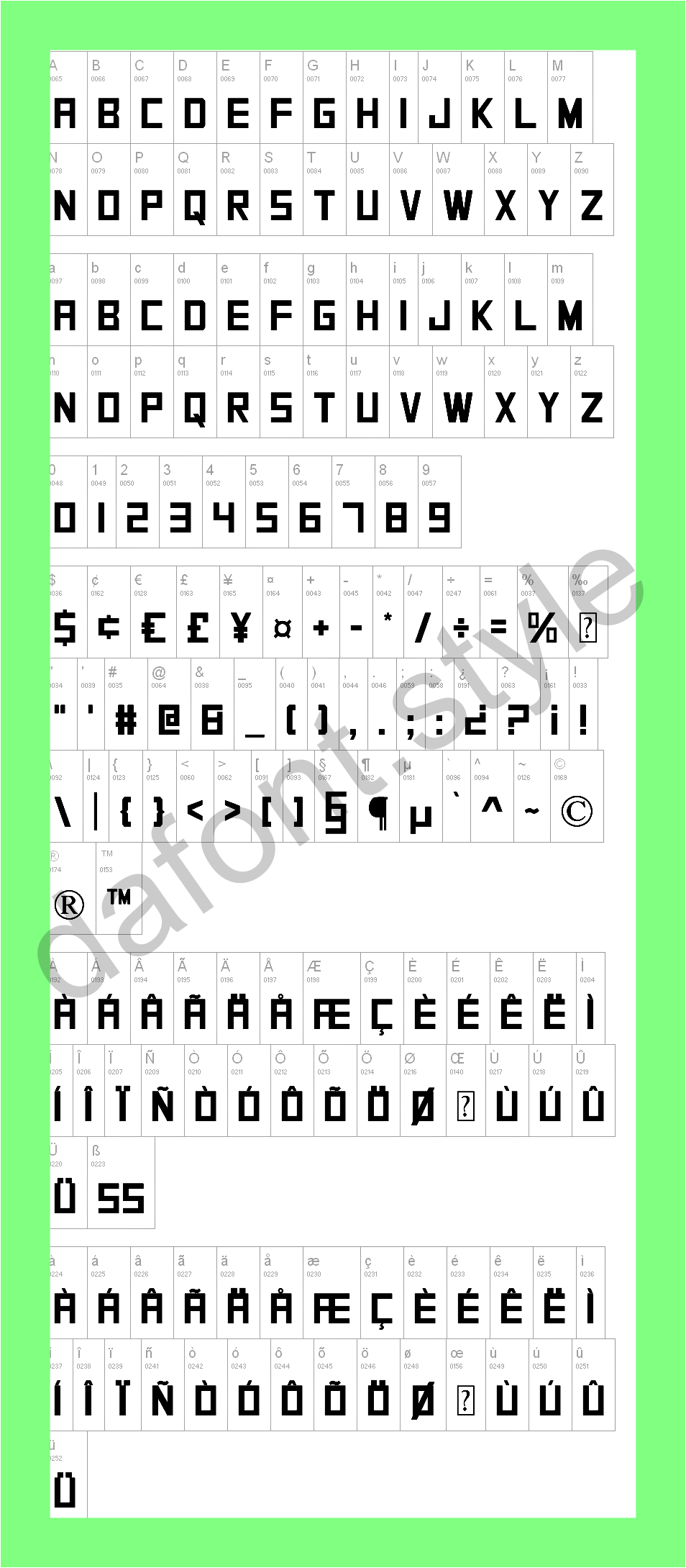 SquareFont Font letter style preview