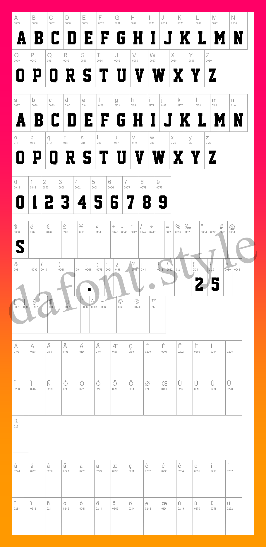 Academic M54 Font letter style preview