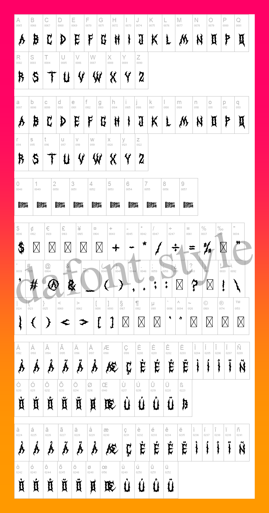 Deicide Remain Font letter style preview