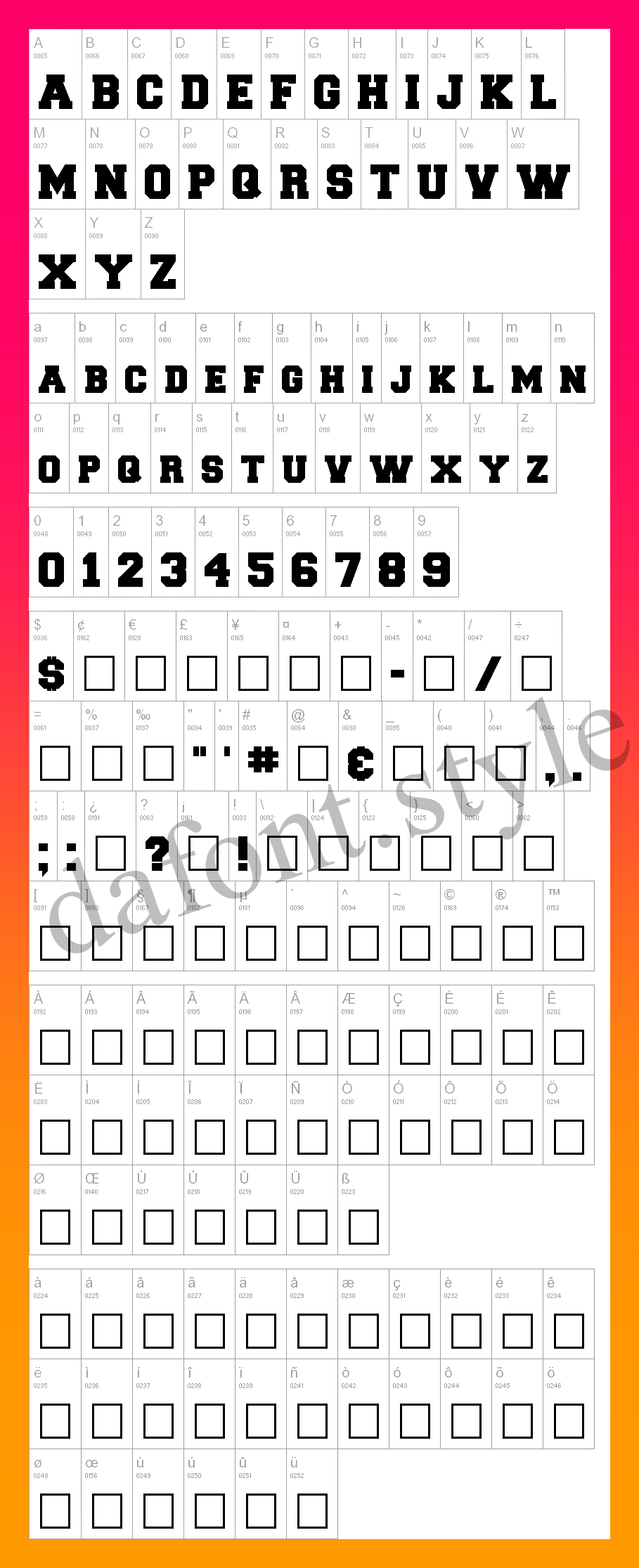 Freshman Font letter style preview