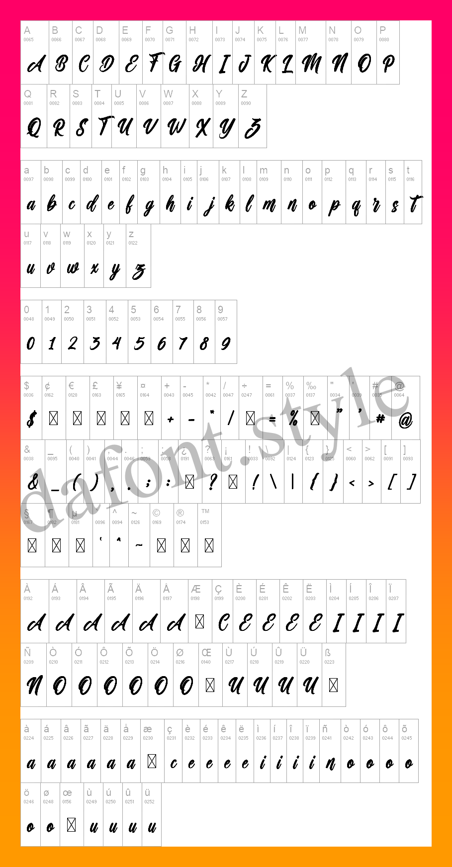 Milestone Brush Font letter style preview
