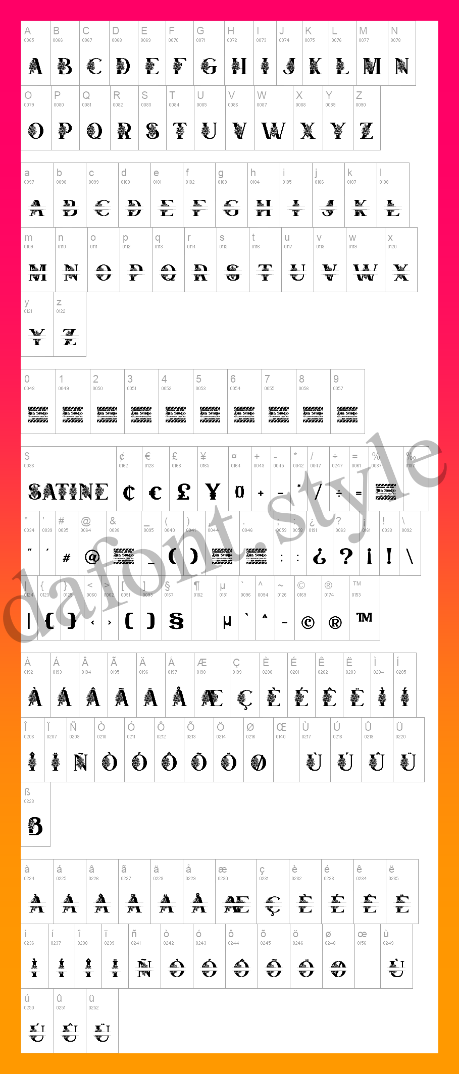 Satine Font letter style preview