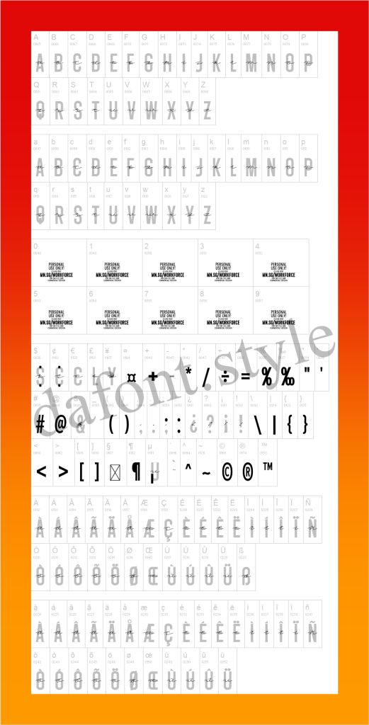 Workforce Combine Font  letter style preview