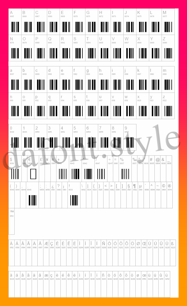 3 of 9 Barcode font letter style preview