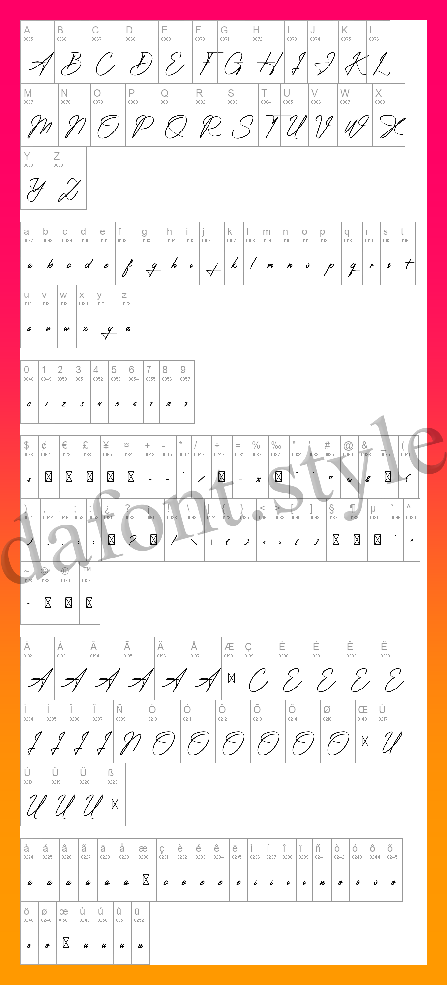 Ambawang Signature Font letter style preview
