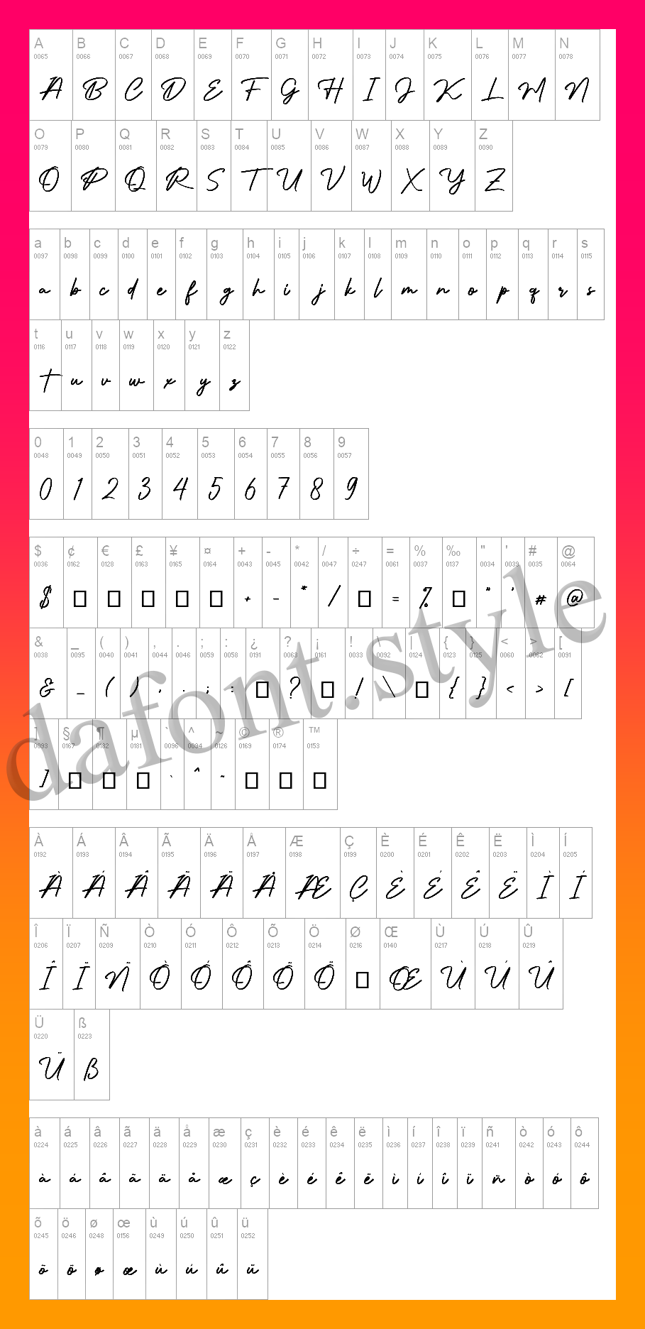 Authentic Signature Font letter style preview