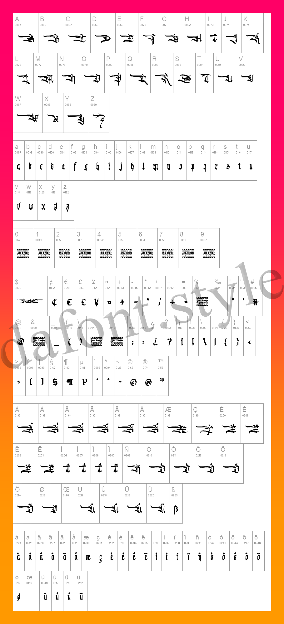 Blackside font letter style preview
