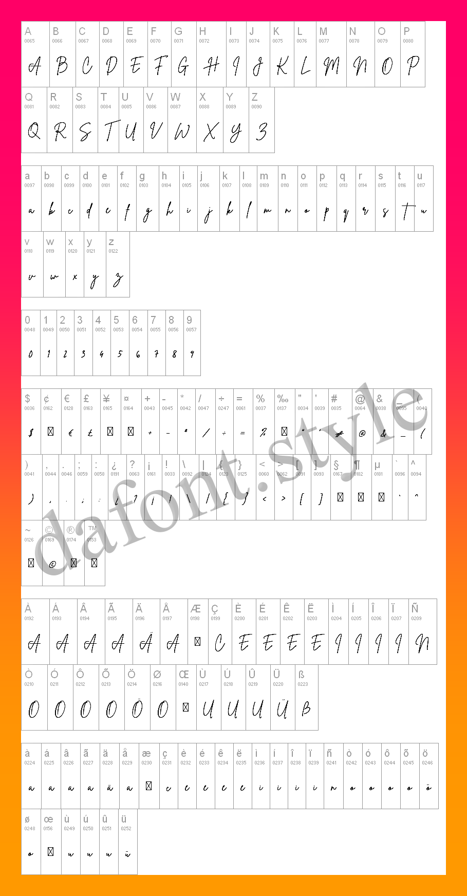 Brittany Signature Font letter style preview