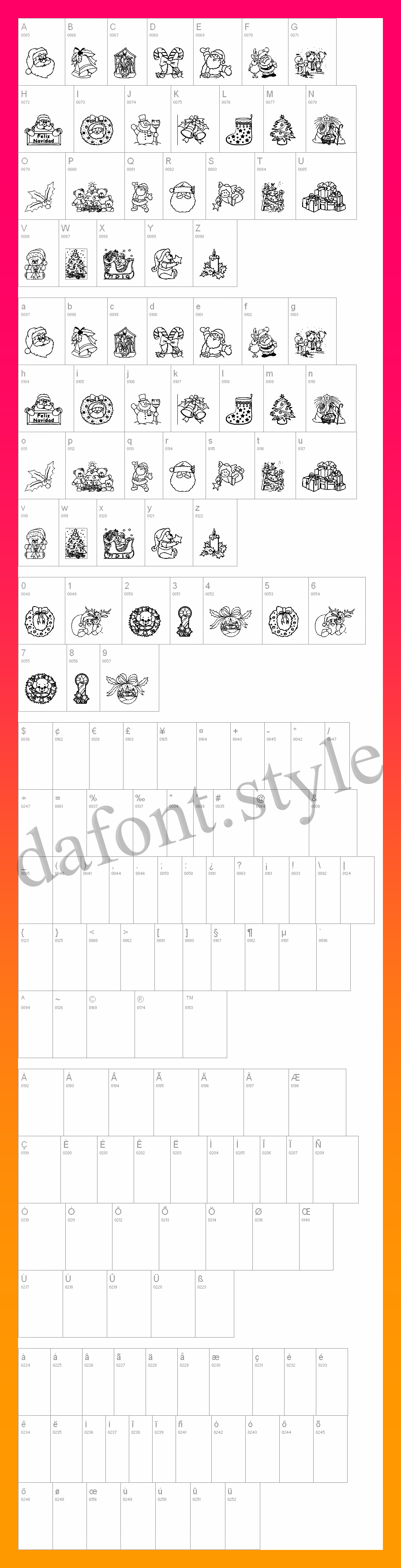 Christmas icon Font letter style preview