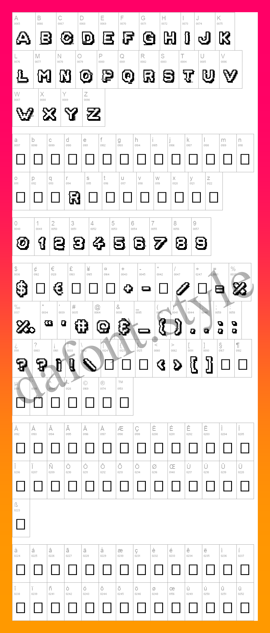 Corrupted File Font letter style preview