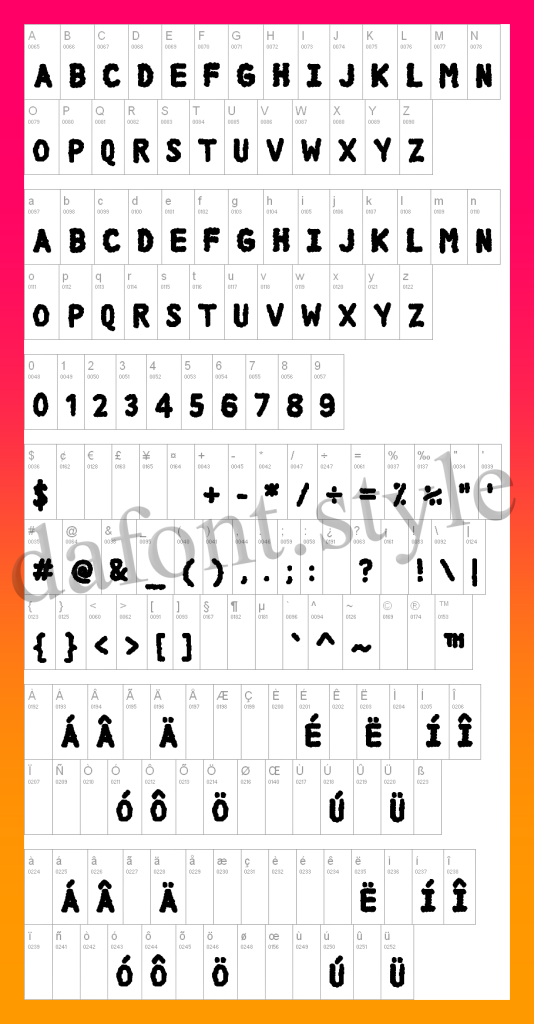 DCC Cloud font letter style preview