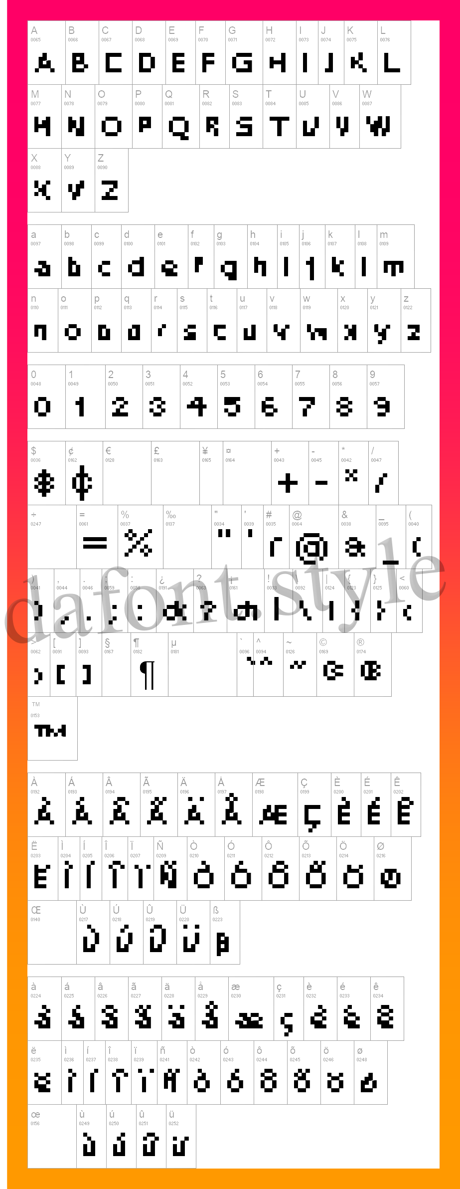 DePixel Font letter style preview