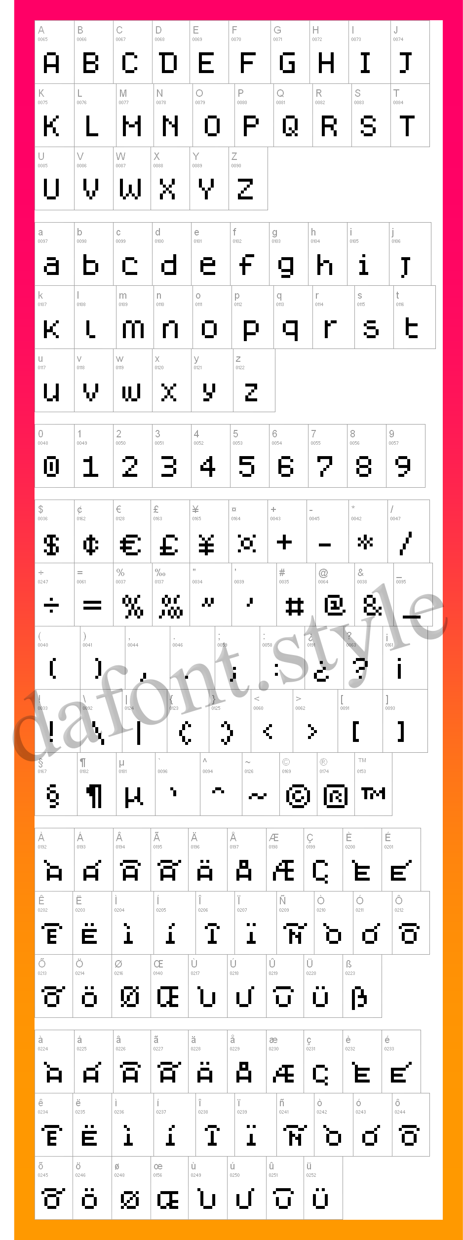 Dogica font letter style preview