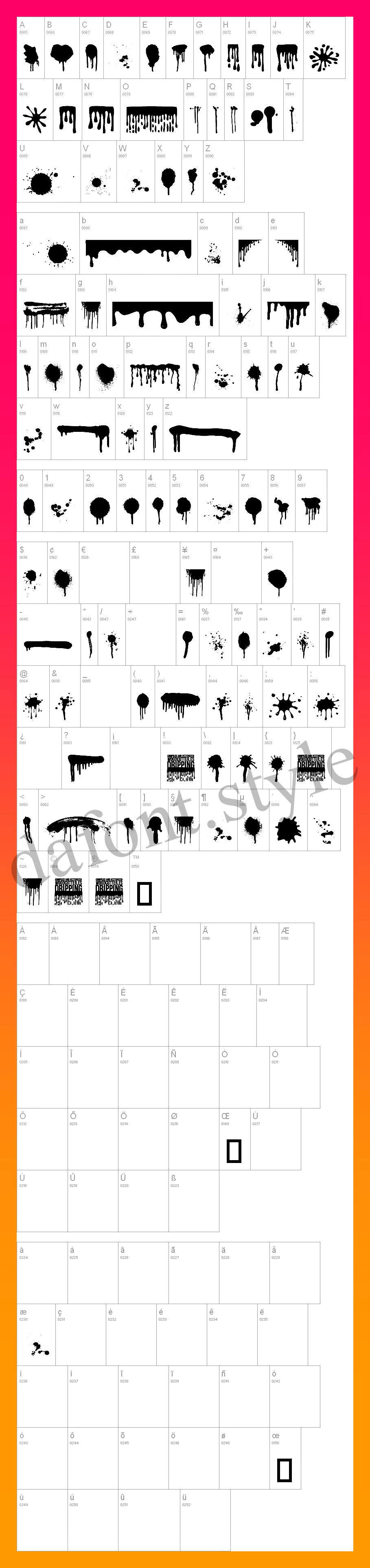 Dripping Font letter style preview