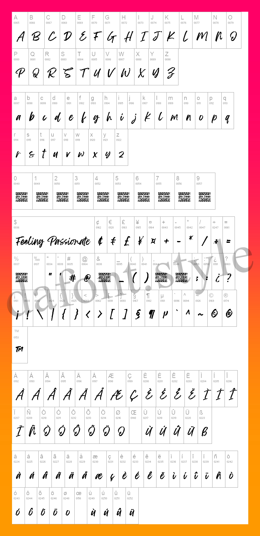 Feeling Passionate Font letter style preview