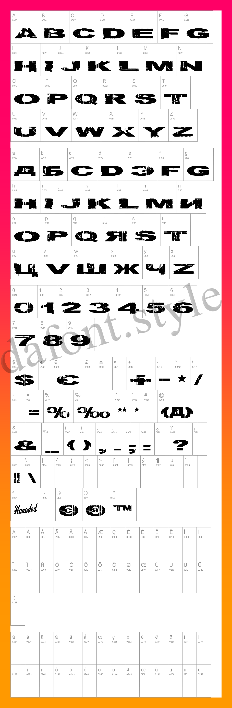 Gulag Decay Font letter style preview