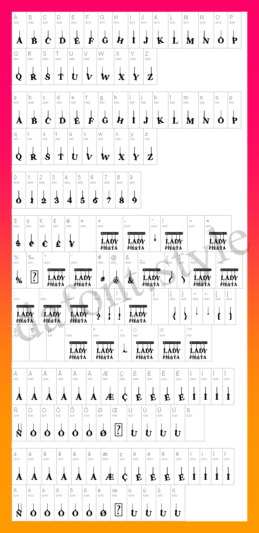 Lady Fiesta Font letter style preview