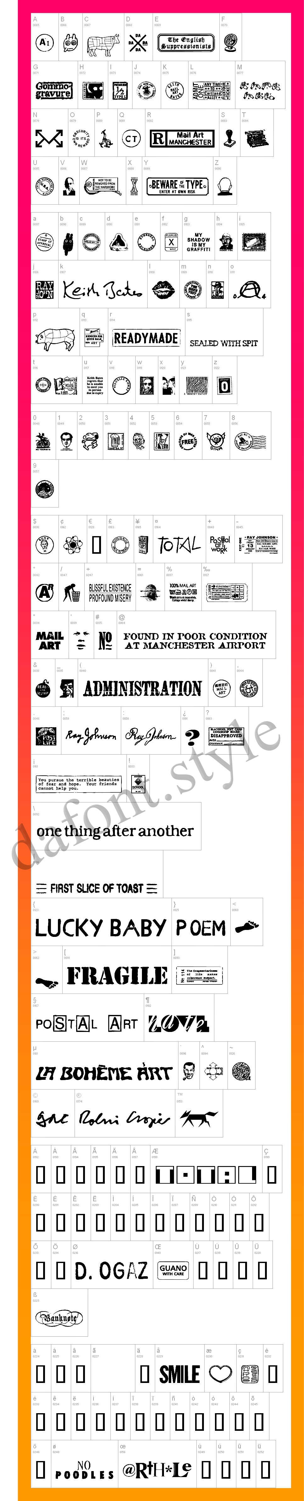 MailArt Graphics Font letter style preview