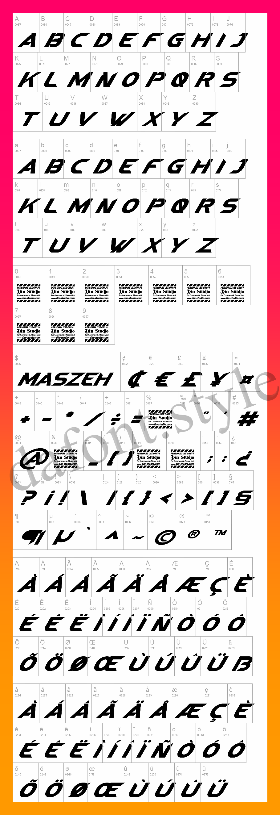 Maszeh Font letter style preview