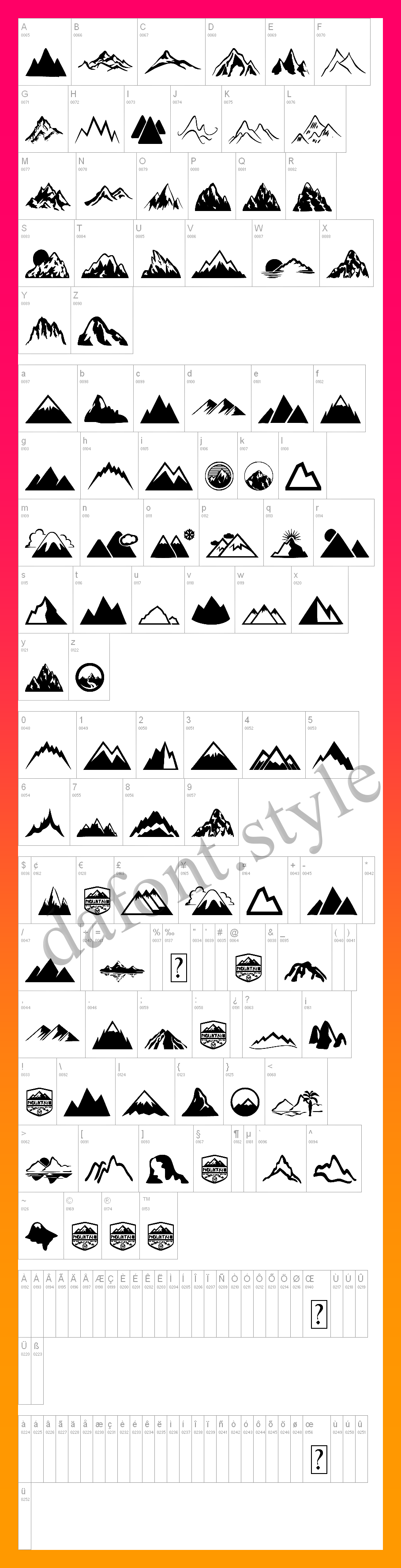Mountain Font letter style preview