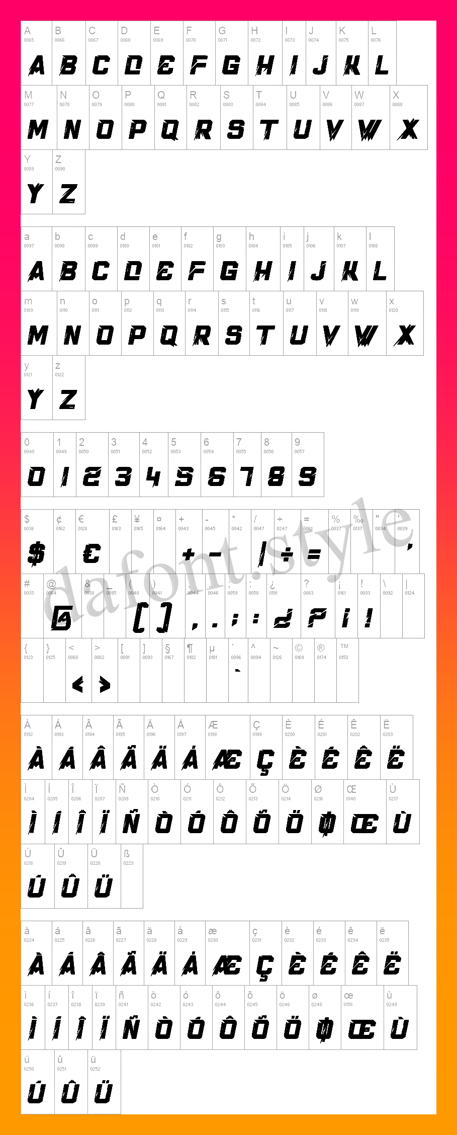 Racing Games Font letter style preview