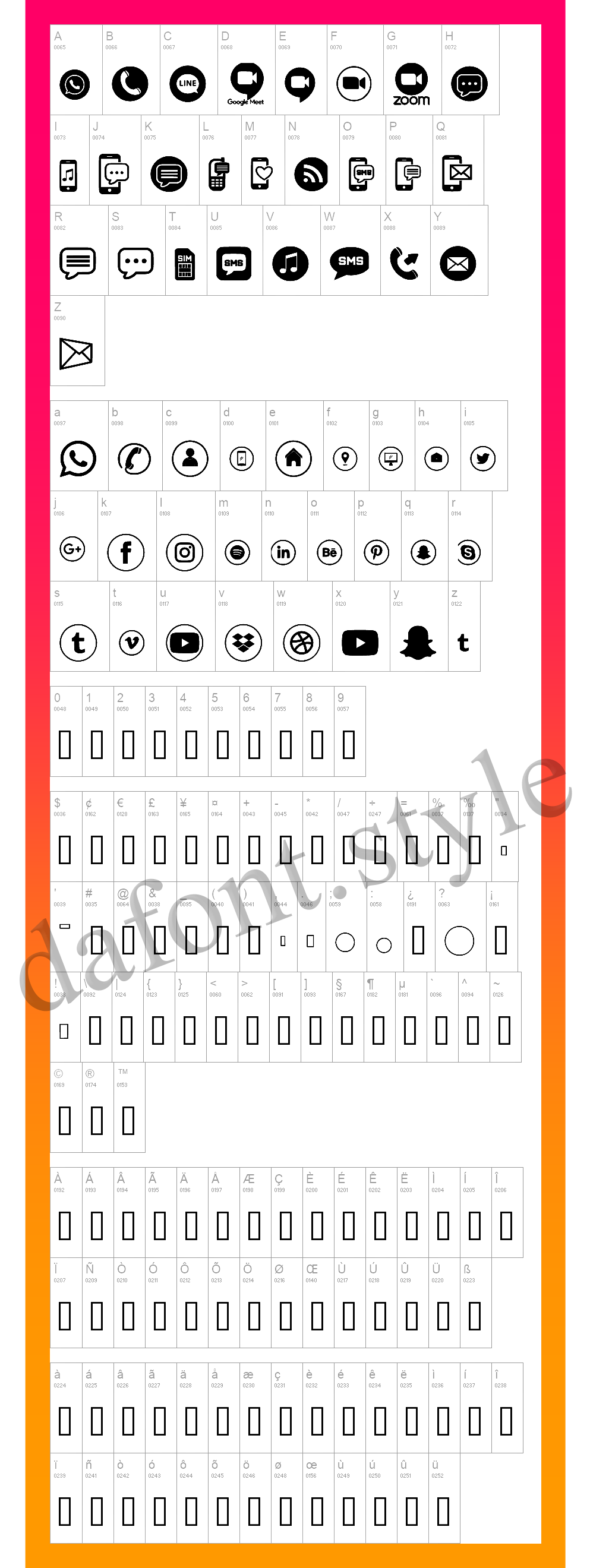 Sosmed Phone Font letter style preview