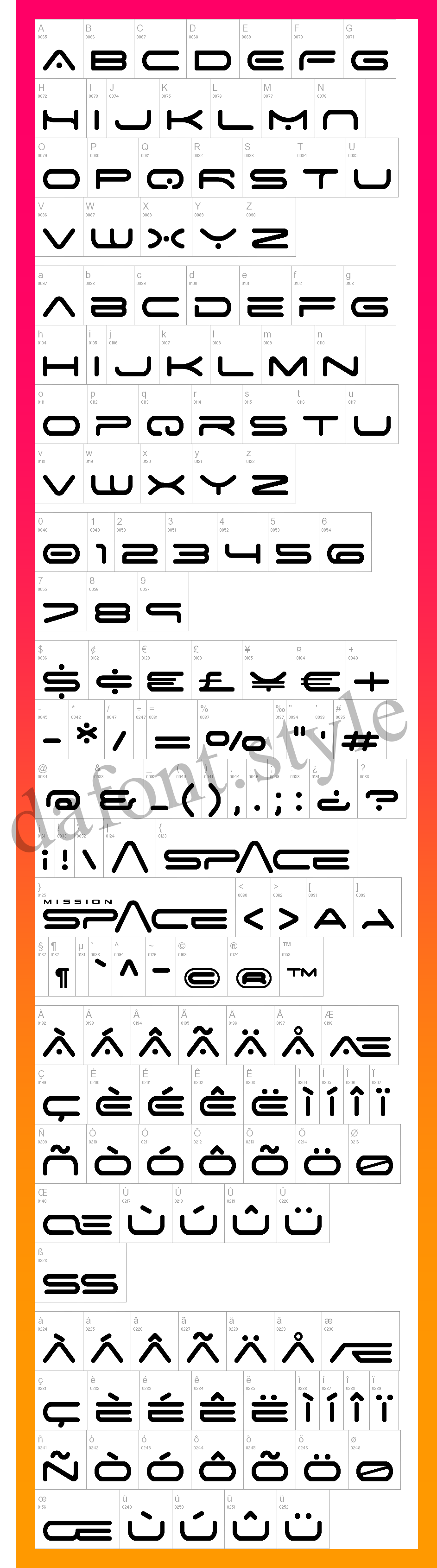 Space Age Font letter style preview