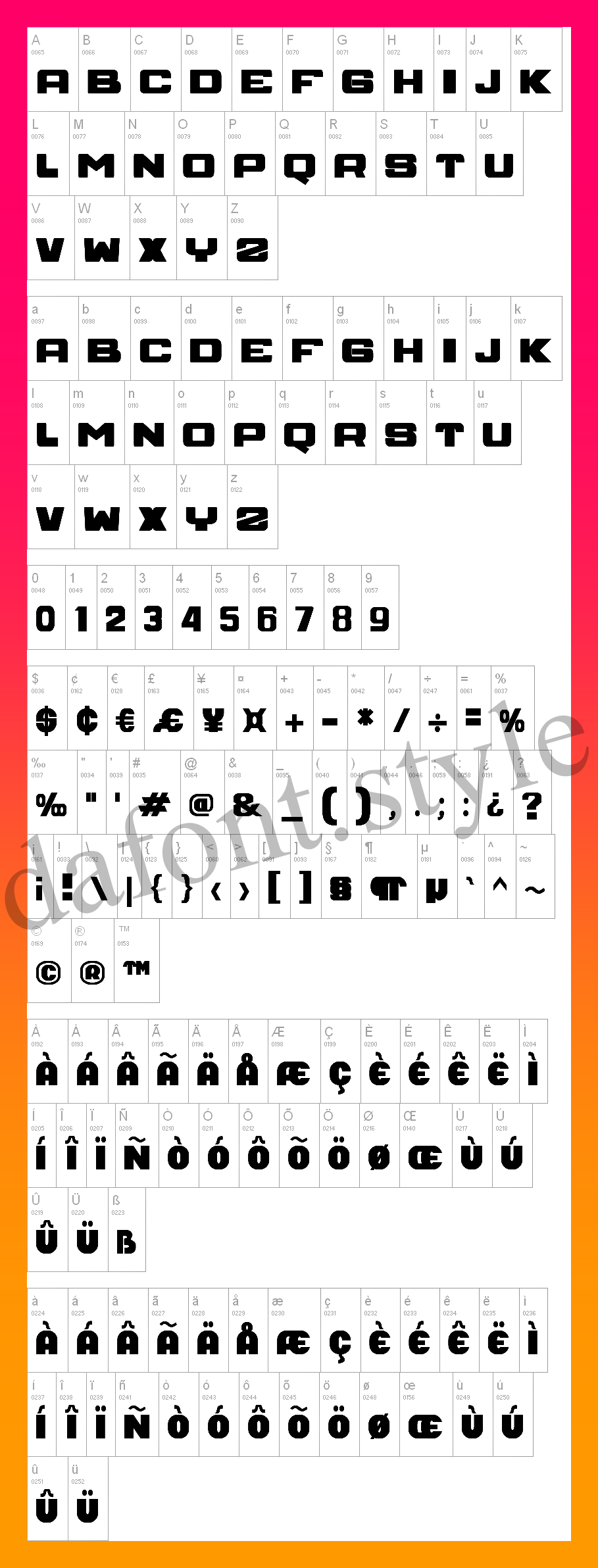 Space Font letter style preview