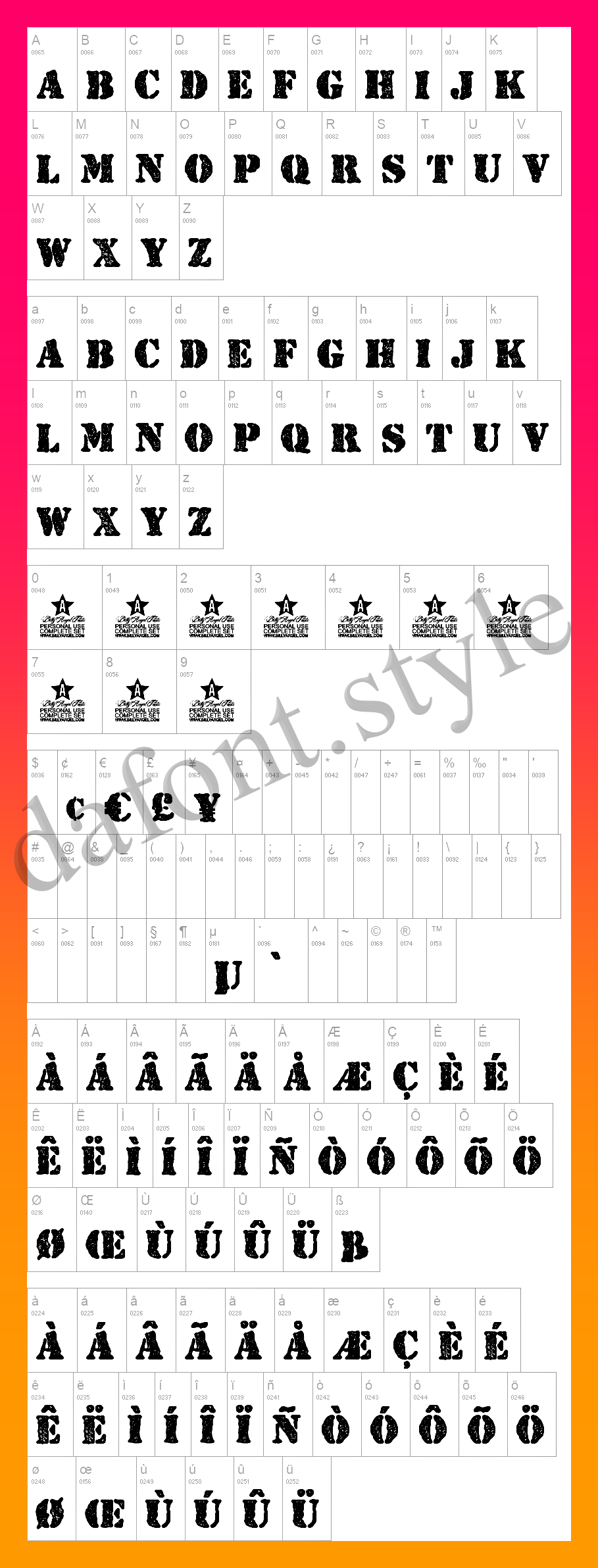 Stamped Font letter style preview