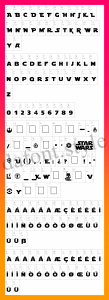 Star Jedi font letter style preview