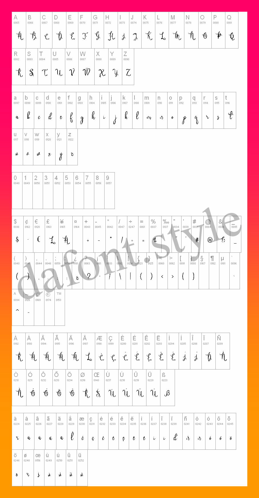 Sweet Gentle Font letter style preview